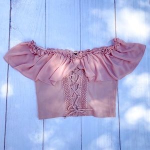 Flowing Midi Off Shoulder Flutter Top MED NWT